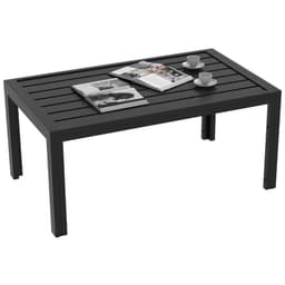 image-Outsunny Outdoor Side Table Garden Table with Steel Frame and Slat Top Black