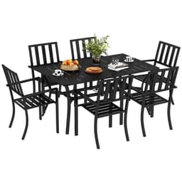 image-Outsunny 7 Pieces Patio Dining Set with Umbrella Hole, for Poolside, Garden