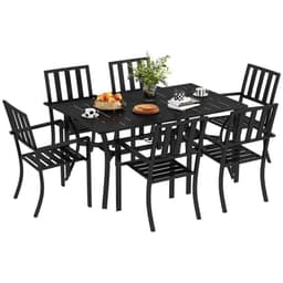 image-Outsunny 7 Pieces Patio Dining Set with Umbrella Hole, for Poolside, Garden