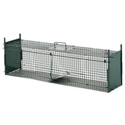 image-PawHut 2-Door Humane Live Cage Trap for Small Animal Easy Set, Dark Green