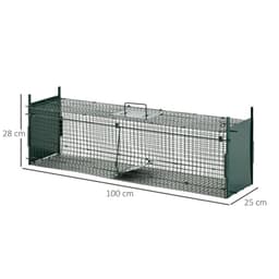image-PawHut 2-Door Humane Live Cage Trap for Small Animal Easy Set, Dark Green