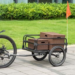 image-HOMCOM Bike Trailer Wagon Bicycle Cargo Trailer with Suspension, 2 Wheels, Black