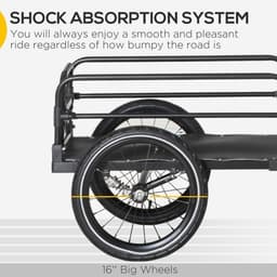 image-HOMCOM Bike Trailer Wagon Bicycle Cargo Trailer with Suspension, 2 Wheels, Black