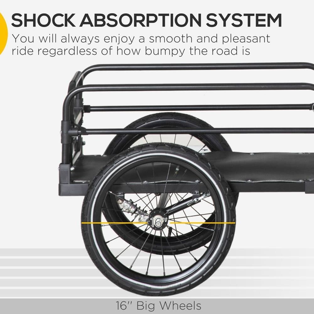 image-HOMCOM Bike Trailer Wagon Bicycle Cargo Trailer with Suspension, 2 Wheels, Black