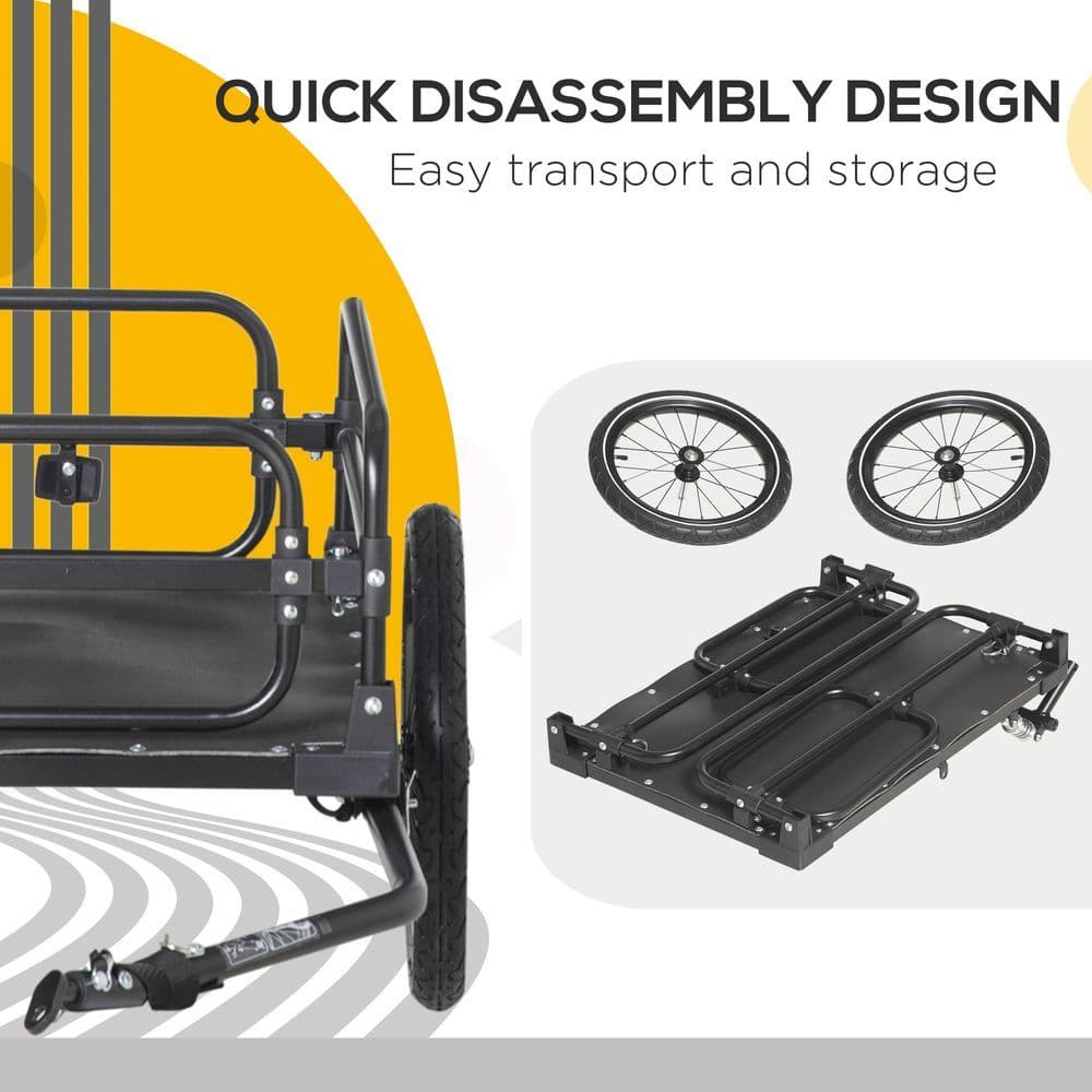 image-HOMCOM Bike Trailer Wagon Bicycle Cargo Trailer with Suspension, 2 Wheels, Black