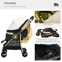image-PawHut Pet Stroller for XS and S Dogs with Rain Cover - Khaki