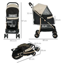 image-PawHut Pet Stroller for XS and S Dogs with Rain Cover - Khaki