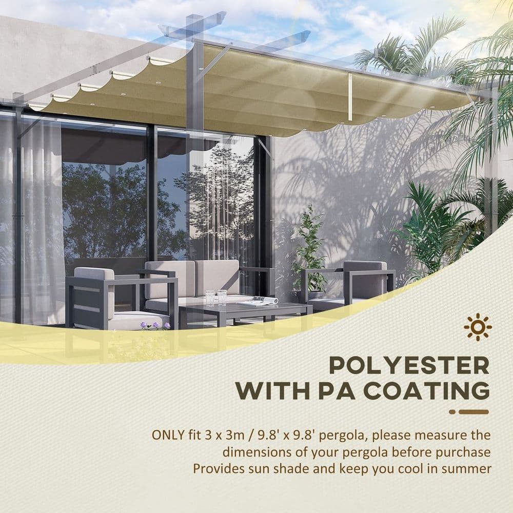 image-Outsunny Pergola Shade Cover Replacement Canopy for 3 x 3(m) Pergola, Beige
