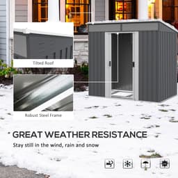 image-Outsunny 6.5x4FT Garden Shed with Foundation Lockable Metal Tool Shed Grey