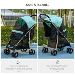 image-PawHut Pet Stroller for XS and S Dogs with Rain Cover - Green
