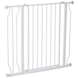 image-PawHut Dog Gate Wide Stair Gate with Door Pressure Fit, 75-95W cm, White