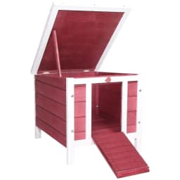 image-PawHut Wooden Rabbit Hutch Bunny Cage Guinea Pig House Pet Habitat Ferret Red