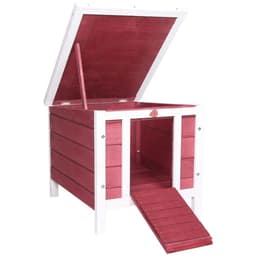 image-PawHut Wooden Rabbit Hutch Bunny Cage Guinea Pig House Pet Habitat Ferret Red