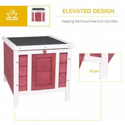 image-PawHut Wooden Rabbit Hutch Bunny Cage Guinea Pig House Pet Habitat Ferret Red
