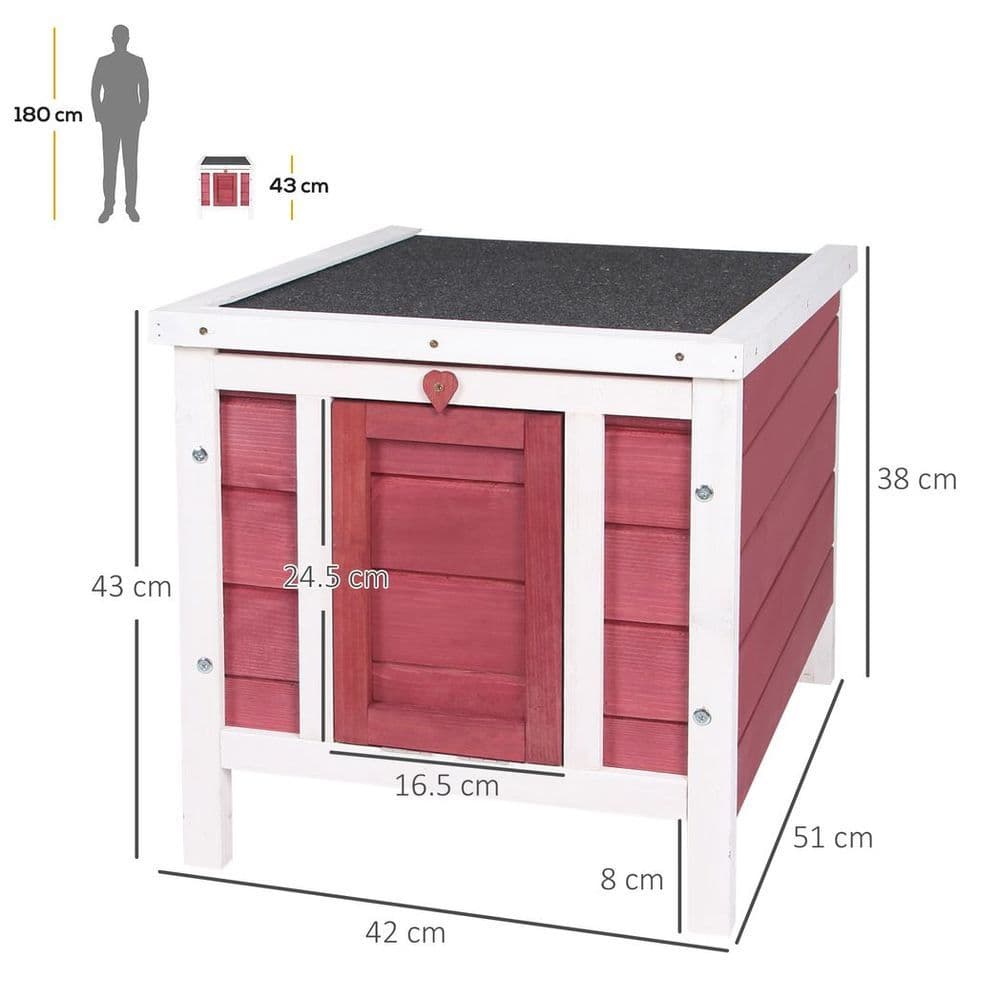 image-PawHut Wooden Rabbit Hutch Bunny Cage Guinea Pig House Pet Habitat Ferret Red