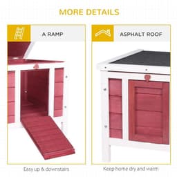 image-PawHut Wooden Rabbit Hutch Bunny Cage Guinea Pig House Pet Habitat Ferret Red