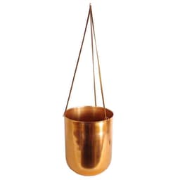 image-60cm Hanging Copper Planter with Artificial Evergreen Fern Plant