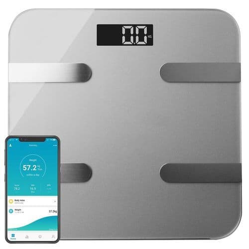 image-Aquarius 16 in 1 Health Bluetooth Smart Body Analysis Weighing Scale, Silver