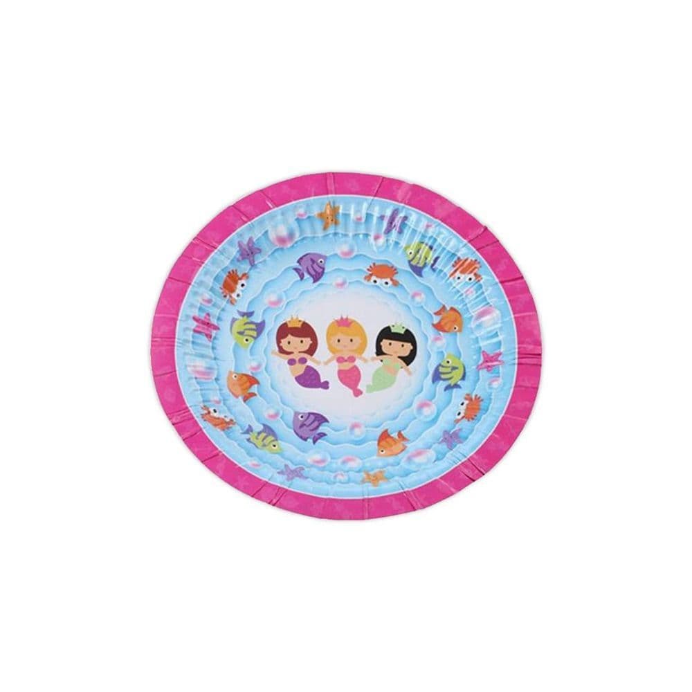 image-Mermaid Design 7Inch 12 Disposable Paper Bowls For Picnics, Parties & Barbecues