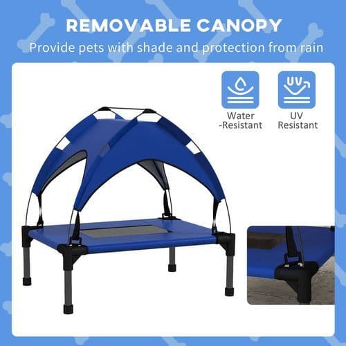 image-PawHut Cooling Raised Dog Bed w/ Breathable Mesh, for Mini, S Dogs - Dark Blue