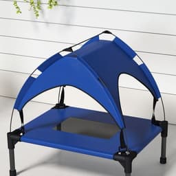 image-PawHut Cooling Raised Dog Bed w/ Breathable Mesh, for Mini, S Dogs - Dark Blue