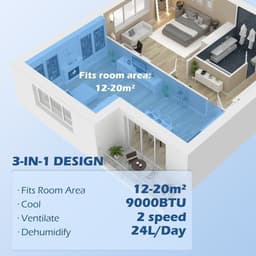 image-HOMCOM 7,000 BTU Portable Air Conditioner with 15m², Dehumidifier, Timer