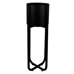image-Leaf Metal Planter Plant Pot Black 20 x 18cm
