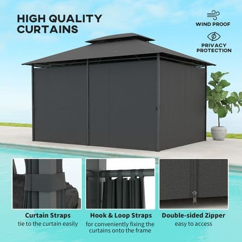 image-Durable Outdoor Gazebo - Spacious Design with Weather Protection - 3x4m