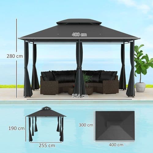 image-Durable Outdoor Gazebo - Spacious Design with Weather Protection - 3x4m