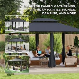 image-Durable Outdoor Gazebo - Spacious Design with Weather Protection - 3x4m