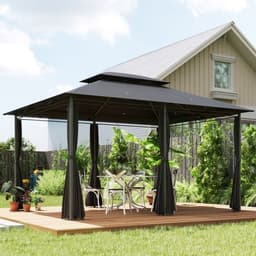 image-Durable Outdoor Gazebo - Spacious Design with Weather Protection - 3x4m