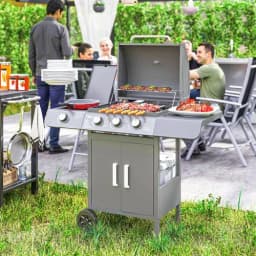 image-Outsunny Gas Barbecue Grill 3+1 Burner Garden BBQ w/ Large Cooking Area