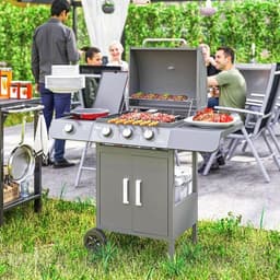 image-Outsunny Gas Barbecue Grill 3+1 Burner Garden BBQ w/ Large Cooking Area