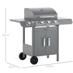 image-Outsunny Gas Barbecue Grill 3+1 Burner Garden BBQ w/ Large Cooking Area