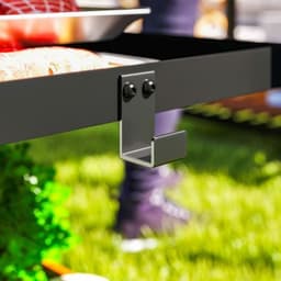 image-Outsunny Outdoor BBQ Table with 2-Tier Shelf, Outdoor Kitchen, Charcoal Grey