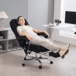 image-Vinsetto Massage Office Chair - Black Heated Reclining Velvet