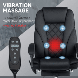 image-Vinsetto Massage Office Chair - Black Heated Reclining Velvet