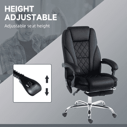 image-Vinsetto Massage Office Chair - Black Heated Reclining Velvet