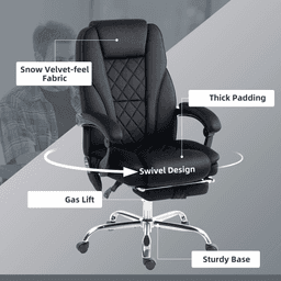 image-Vinsetto Massage Office Chair - Black Heated Reclining Velvet