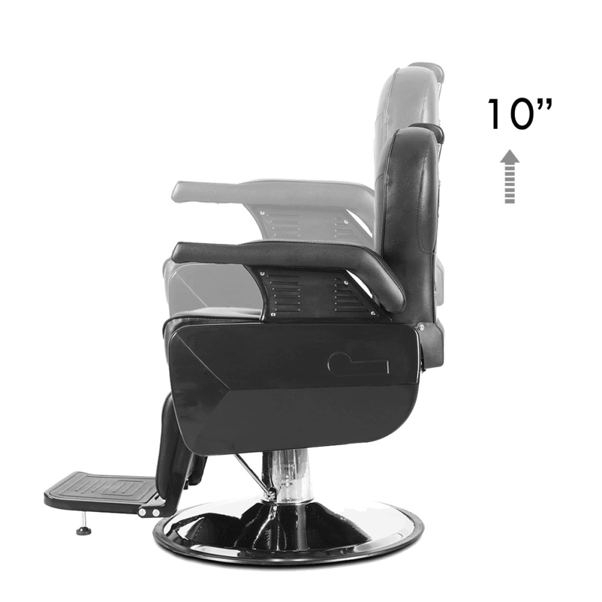 image-Barber Chair Reclining Hydraulic Black Heavy Duty Salon Professional 135° Recline