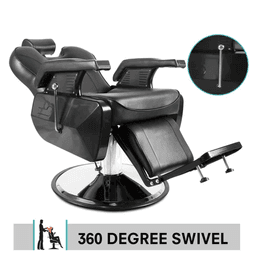 image-Barber Chair Reclining Hydraulic Black Heavy Duty Salon Professional 135° Recline