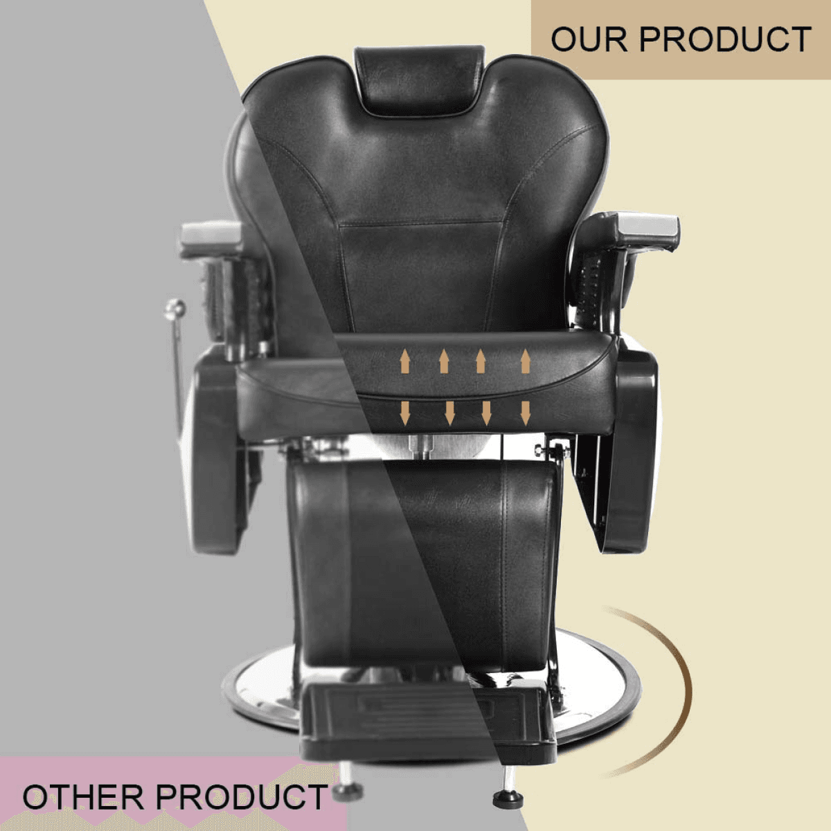 image-Barber Chair Reclining Hydraulic Black Heavy Duty Salon Professional 135° Recline