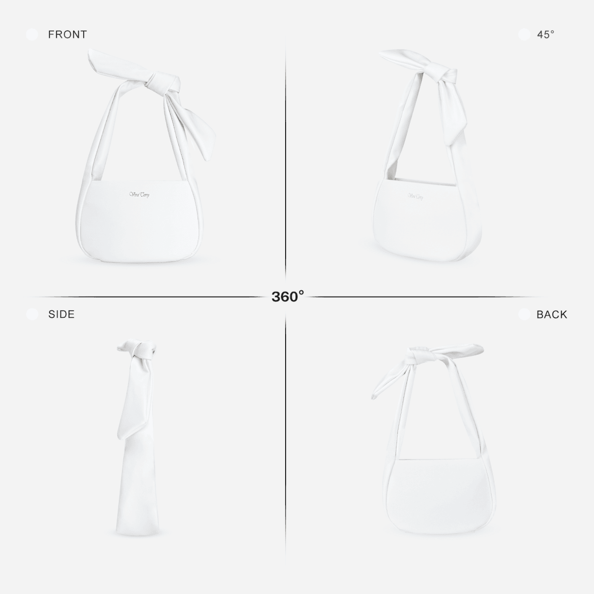 image-Women's Vegan Leather Hobo Handbag, Small Shoulder Purse with Zipper - White