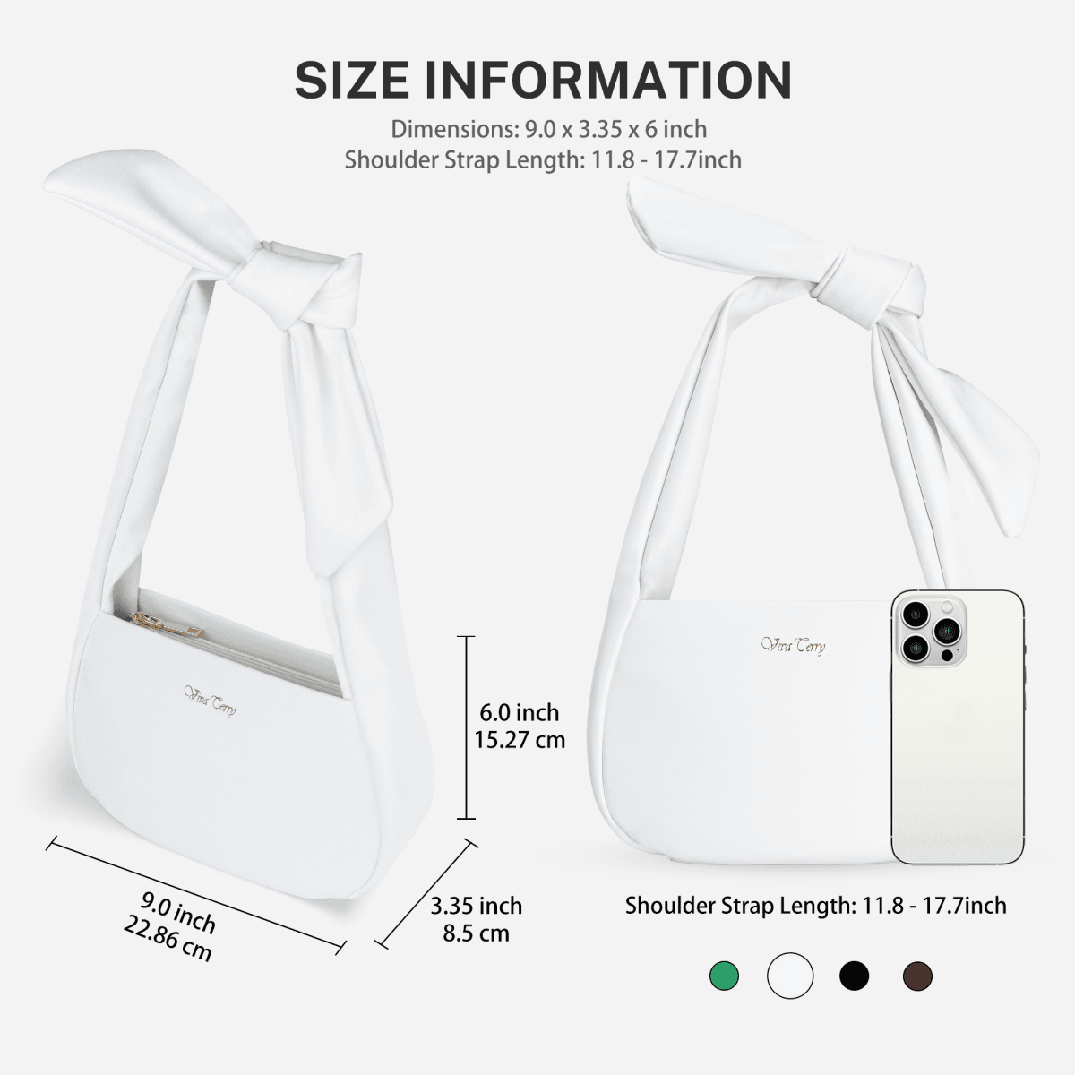image-Women's Vegan Leather Hobo Handbag, Small Shoulder Purse with Zipper - White