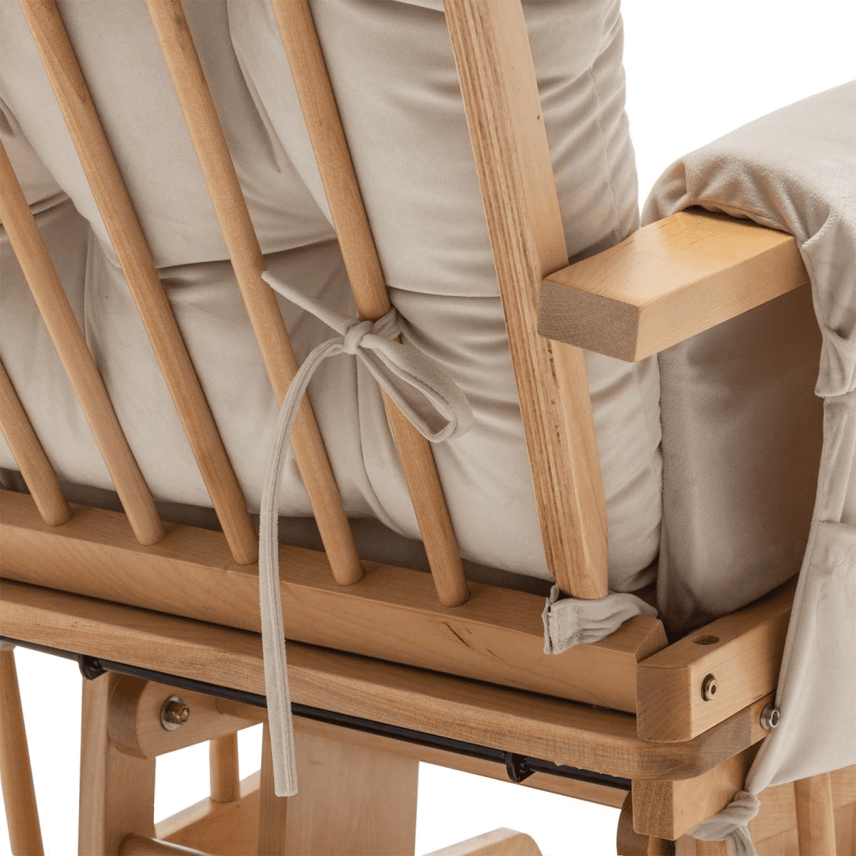 image-Glider Rocker Cushions Set, 5PCS Velvet, Washable, Nonslip, Storage Pockets, Beige