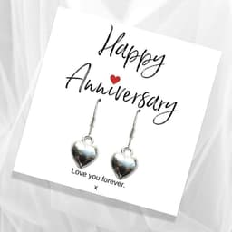 image-Heart Earrings & Anniversary Message Card