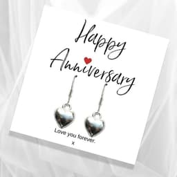 image-Heart Earrings & Anniversary Message Card