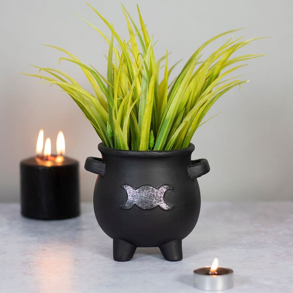 image-Triple Moon Cauldron Terracotta Plant Pot