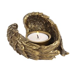 image-Antique Gold Angel Wing Tealight Candle Holder