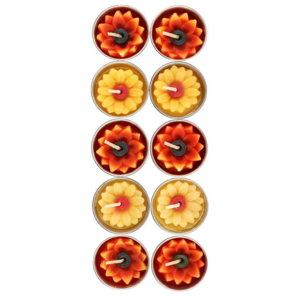 image-Box of 10 Yellow and Orange Sunflower Candles
